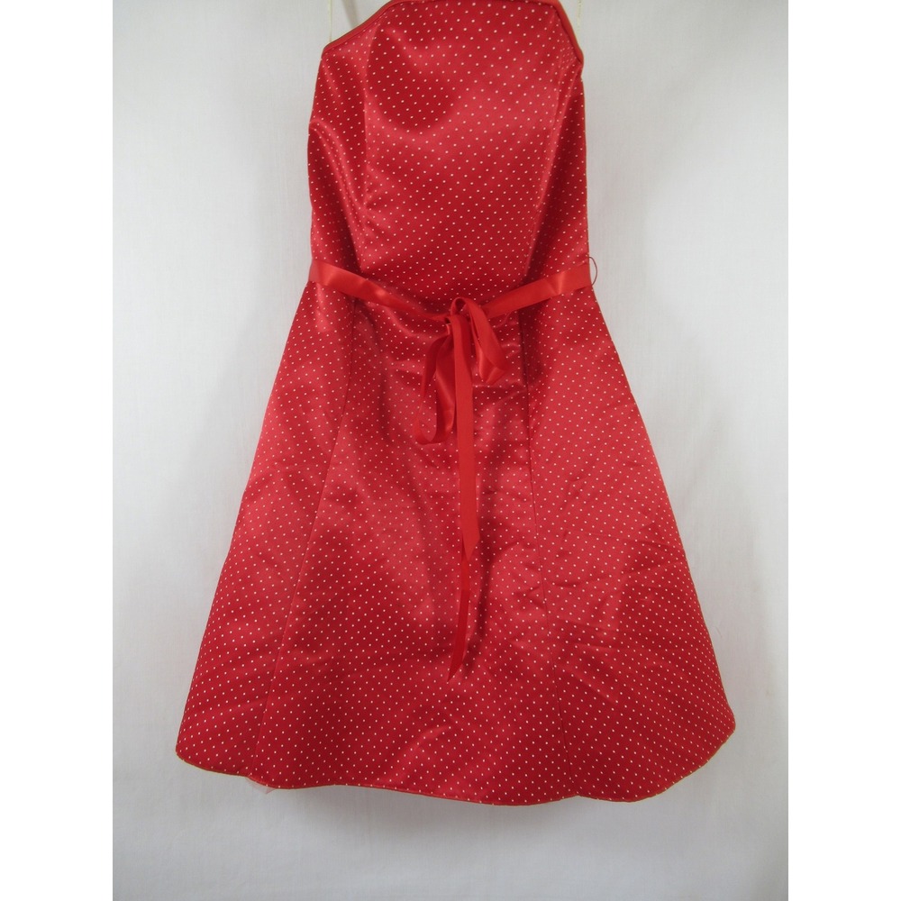 Vtg 90s Gunne Sax Jessica McClintock Strapless Dress Junior 7 Red Satin Prom